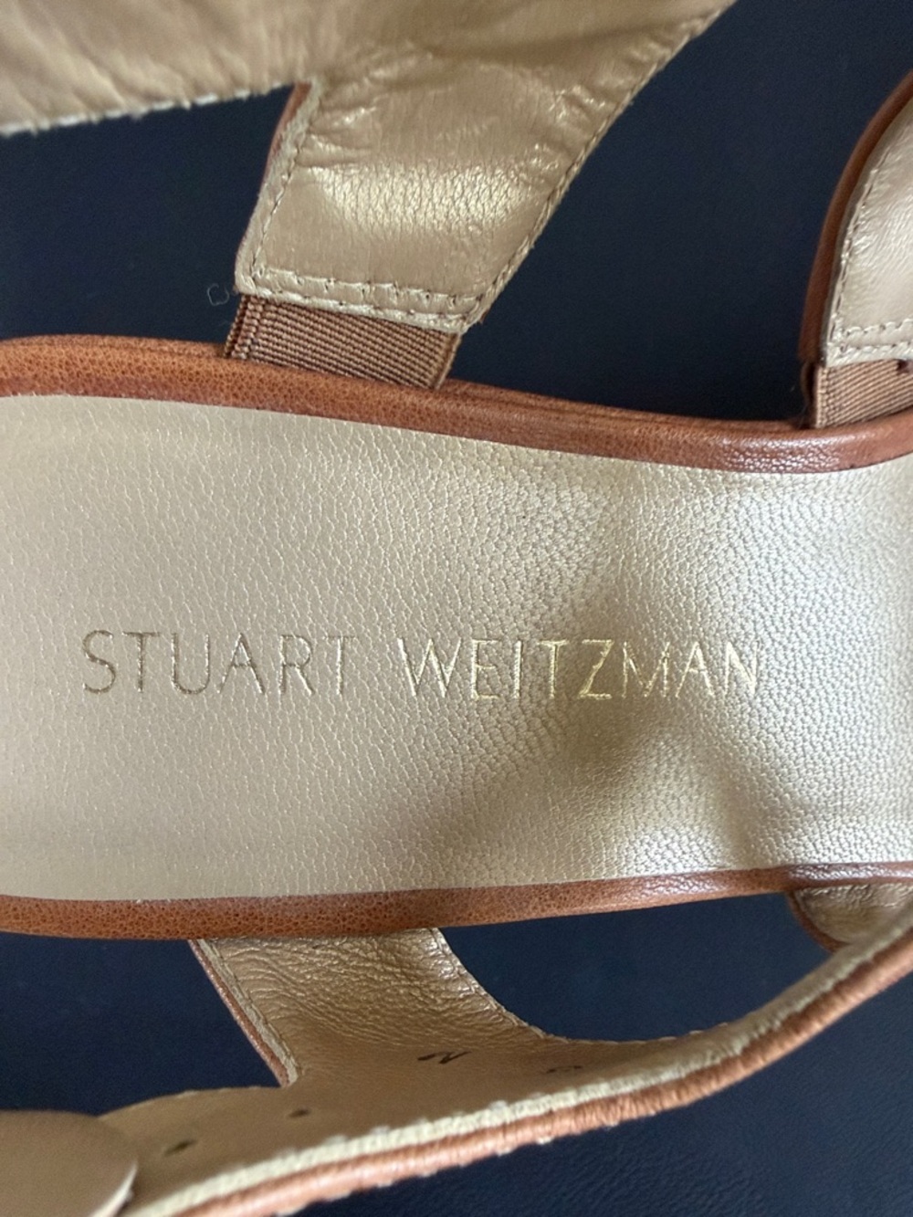 Stuart Weitzman Cognac Leather Strappy Wedge Sandals Size 8M - Picture 2 of 8